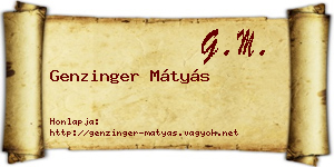 Genzinger Mátyás névjegykártya